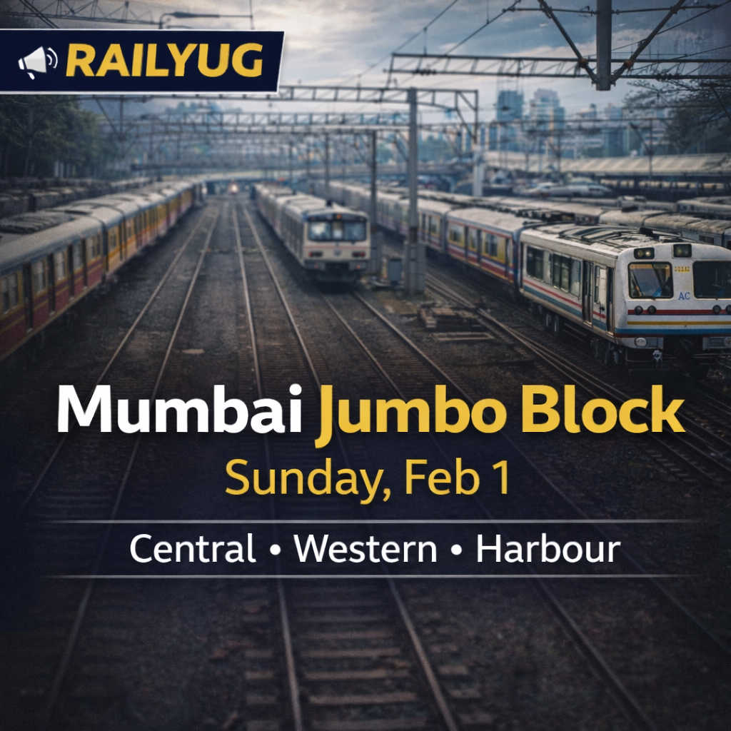Railway Jumbo Block on February 1 :Western & Central Railway to Run Impacting Train Services