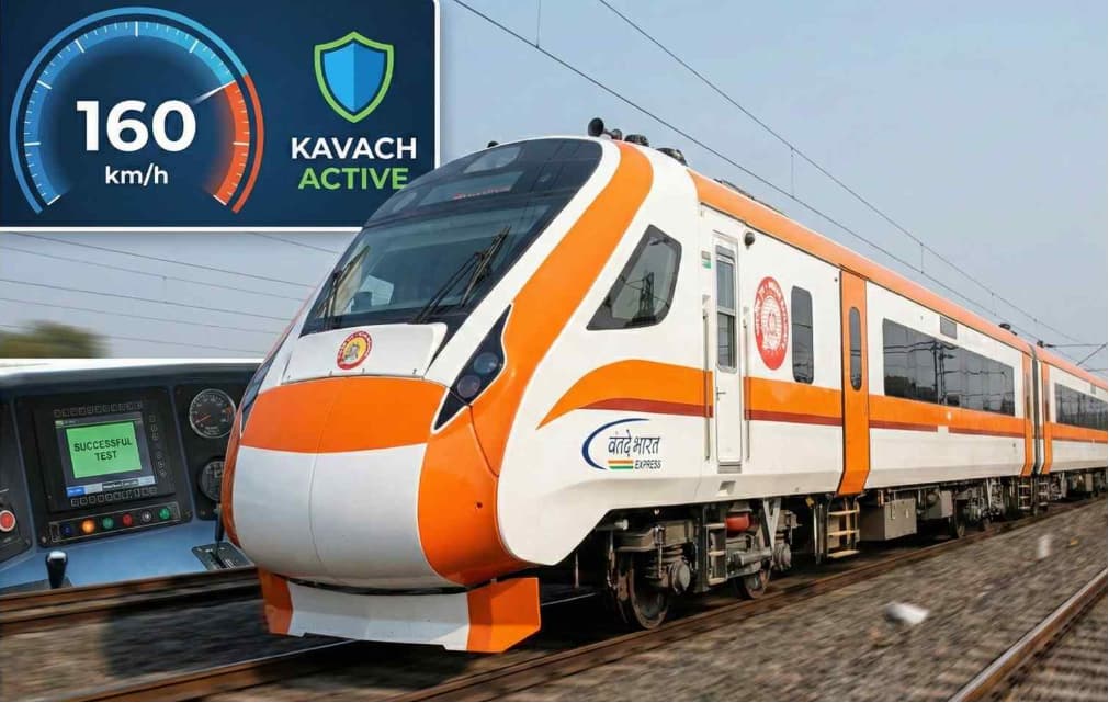 Indian Railways Successfully Tests Kavach Safety System at 160 Km/h Using Vande Bharat Train