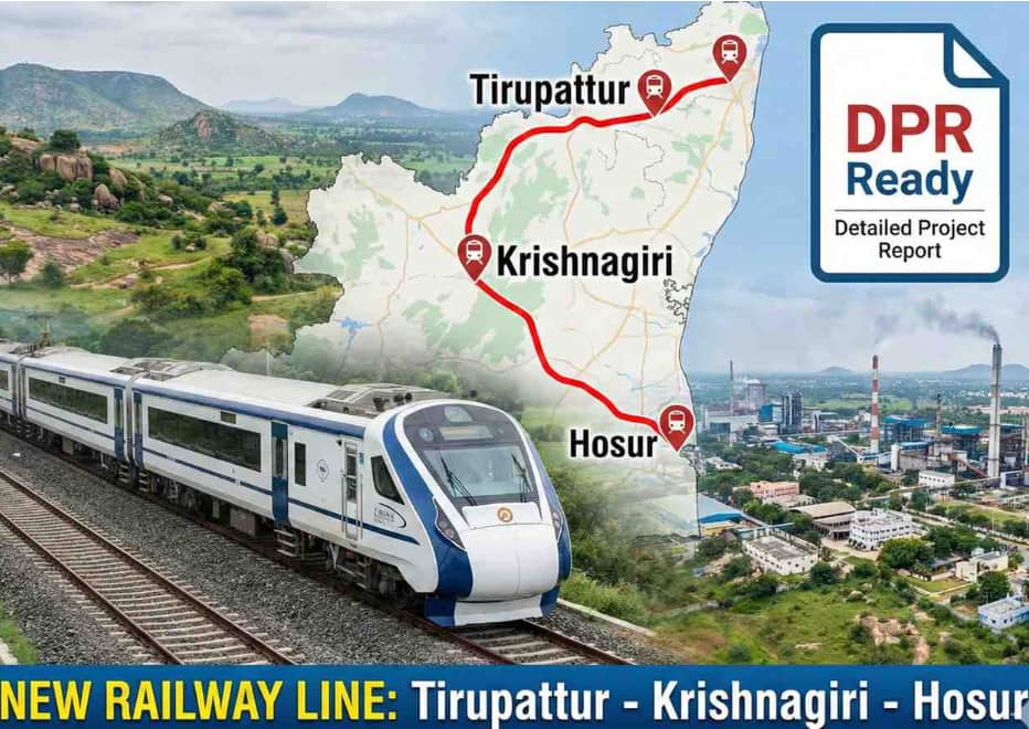 Detailed Project Report Ready for New Tirupattur to Hosur Railway Line Connecting Krishnagiri
