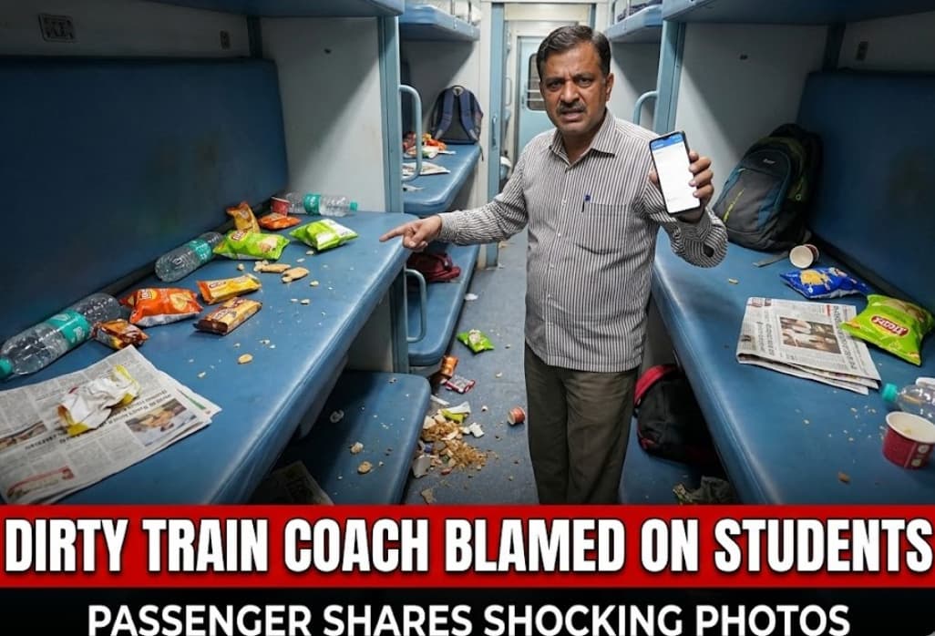 Indian Railways Passenger Shows Dirty Train Coach and Blames Students on School Trip