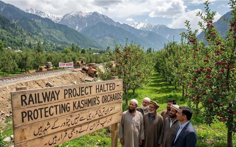 Saving the Heart of Kashmir: Government Halts Railway Projects to Protect Apple Orchards