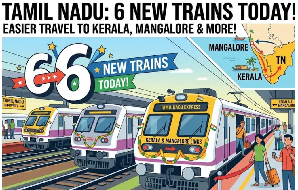 Tamil Nadu Gets 6 New Trains Today for Easier Travel to Mangalore, Kerala, and More