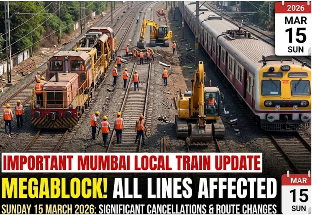 Important Mumbai Local Train Update Megablock on Sunday 15 March 2026