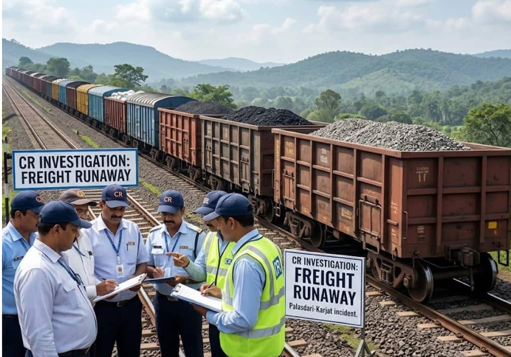 Central Railway Investigates After Loaded Freight Train Rolls Down Track Between Palasdari and Karjat