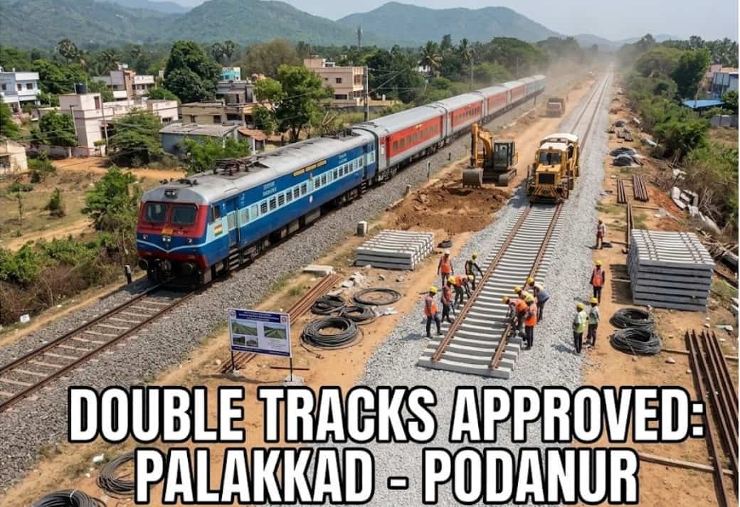 New Rail Project Approved to Double Track Between Palakkad and Podanur
