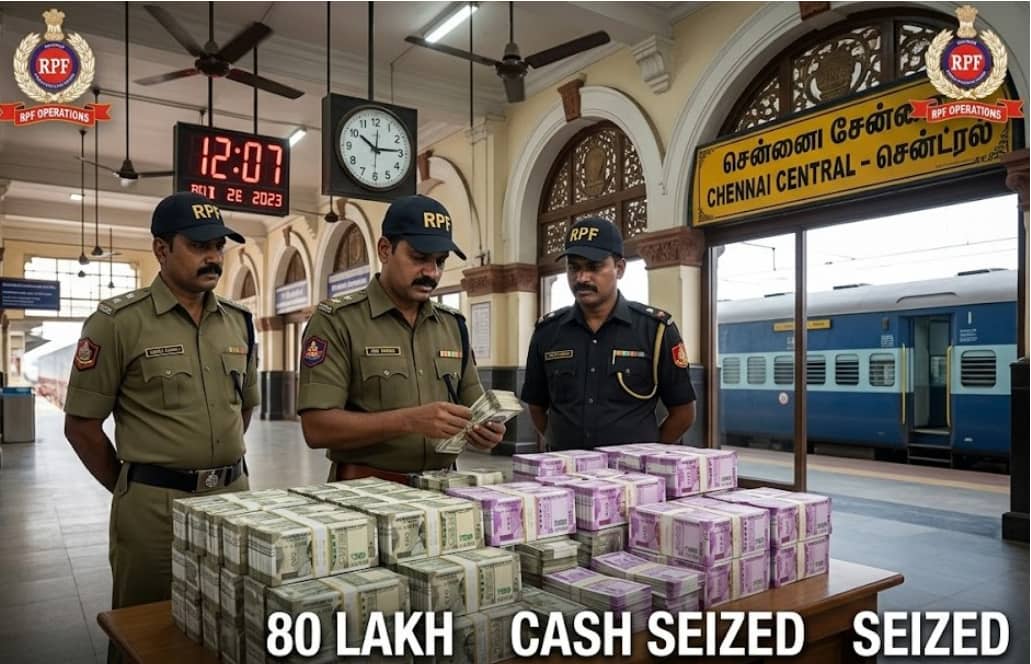 RPF Seizes 80 Lakh in Cash at Chennai Central Railway Station