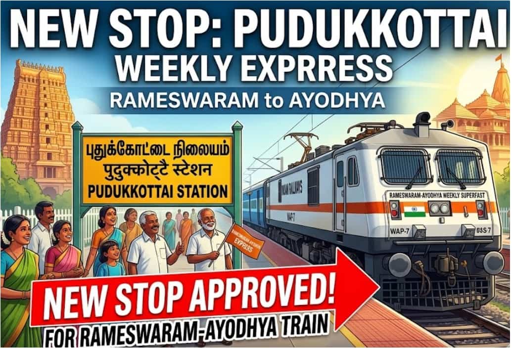 Weekly Rameswaram to Ayodhya Train Will Now Stop at Pudukkottai Station