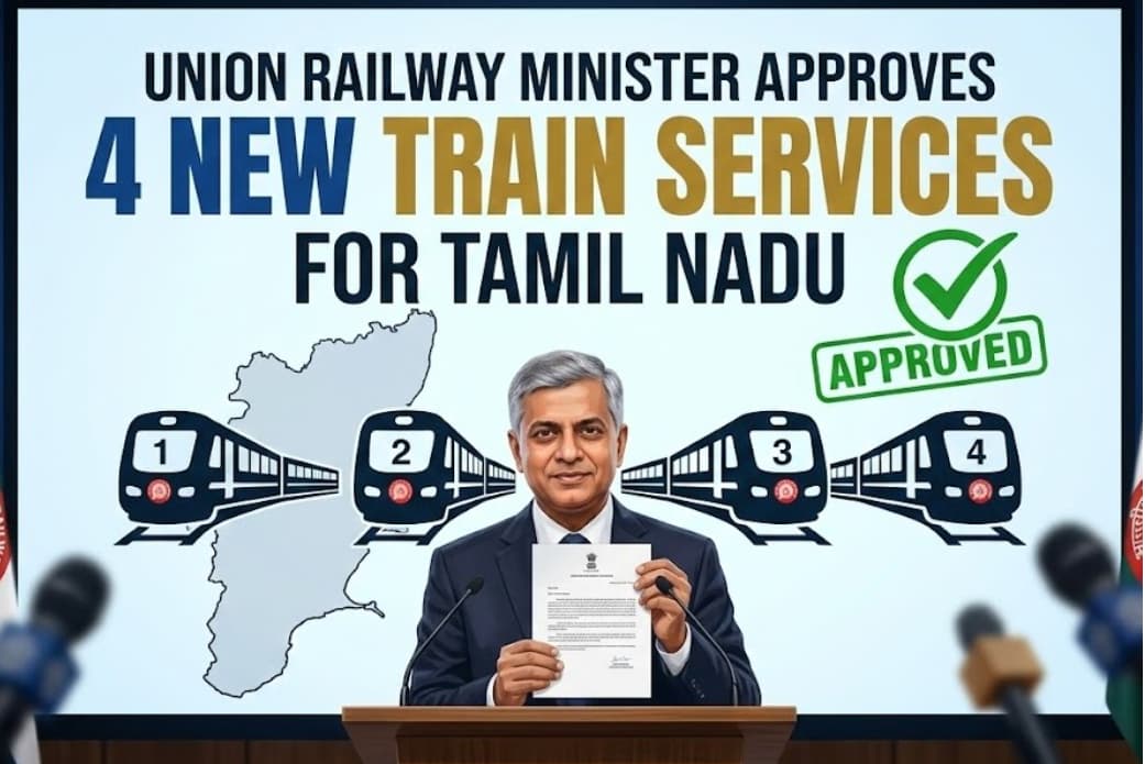 Union Railway Minister Approves Four New Train Services for Tamil Nadu