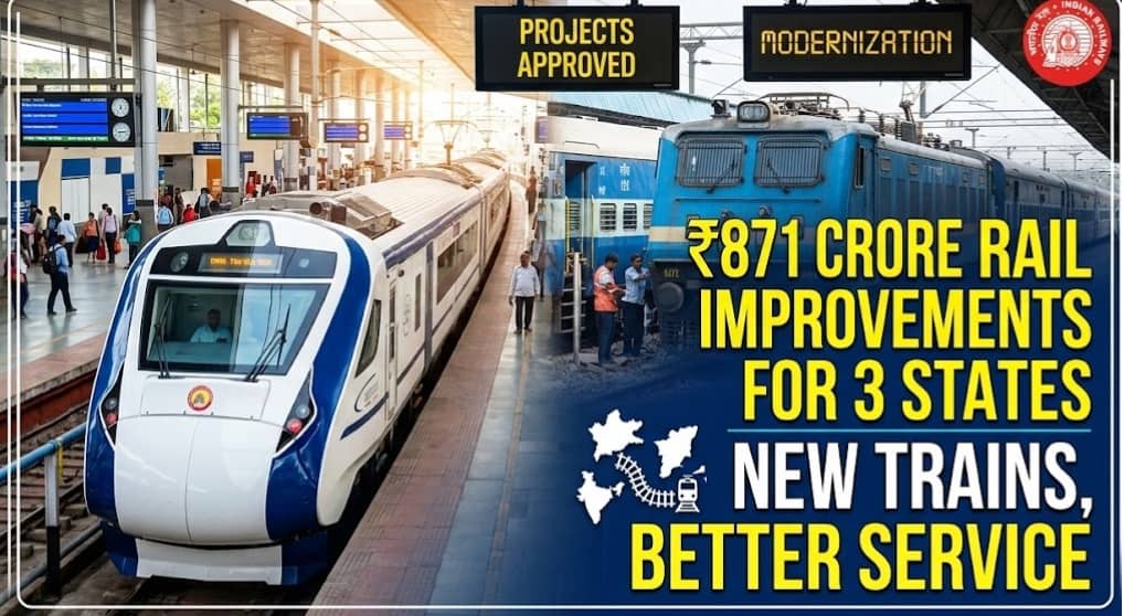 Indian Railways Approves New Projects Worth 871 Crore to Improve Trains in Three States