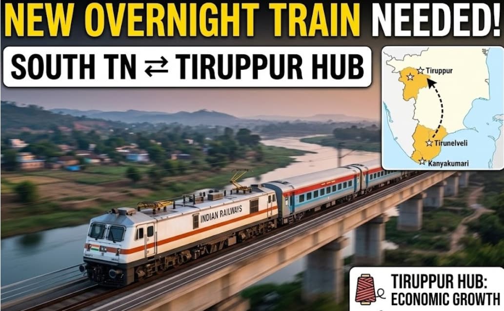 New Overnight Express Train Needed to Connect South Tamil Nadu and Tiruppur Hub