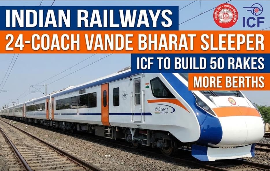 Indian Railways to Launch 24-Coach Vande Bharat Sleeper: ICF to Build 50 Rakes with More Berths