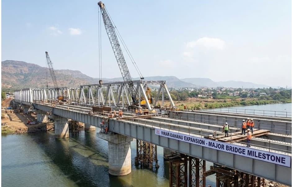 Virar- Dahanu Railway Expansion Reaches Major Milestone as Bridge Work Gains Momentum