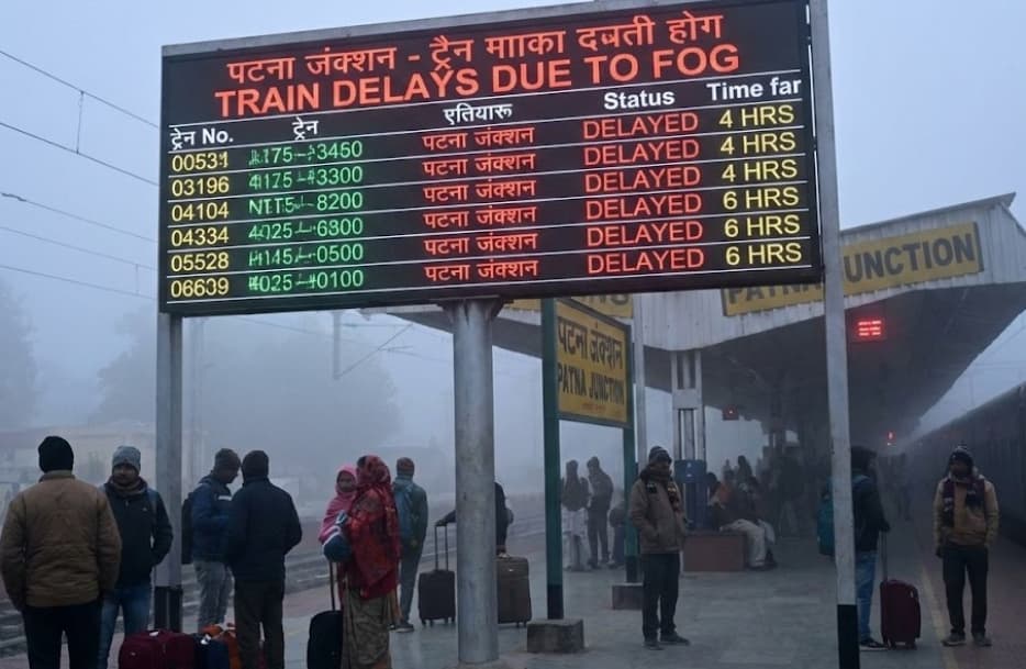 Fog Causes Major Train Delays at Patna Junction as Winter Weather Hits North India