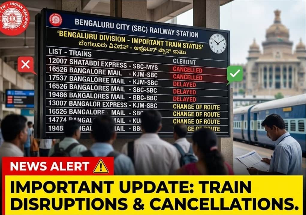 Important Update Train Cancellations and Changes in Bengaluru Division