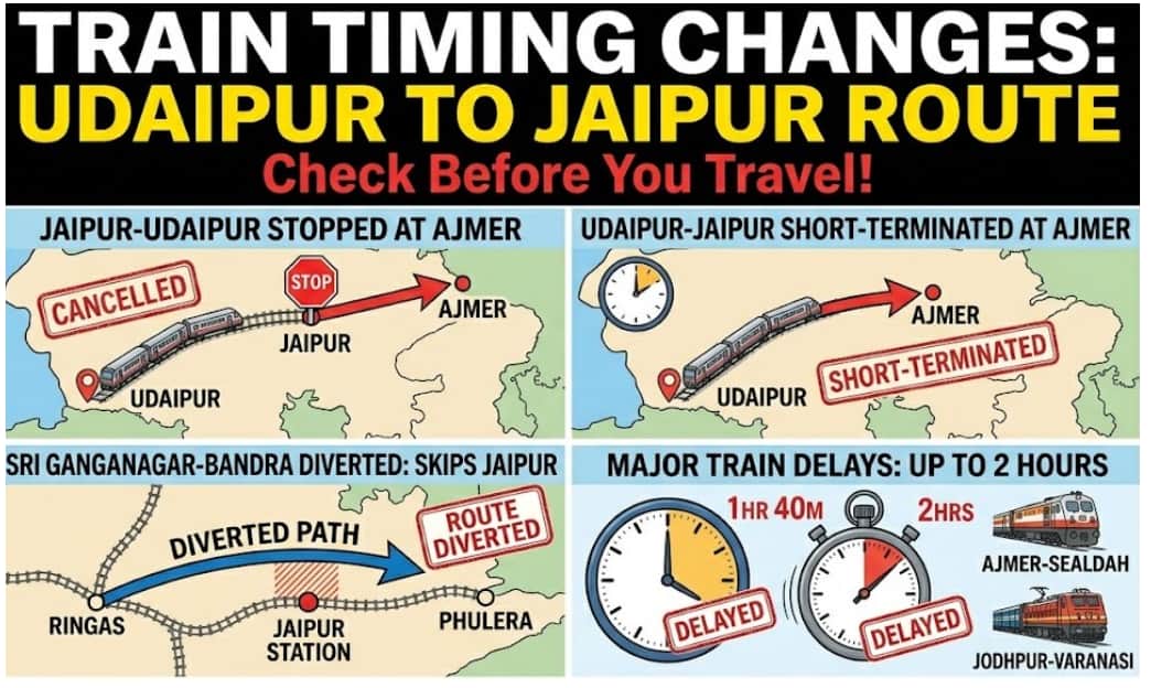 Check Your Train Timings: New Changes on the Udaipur to Jaipur Route