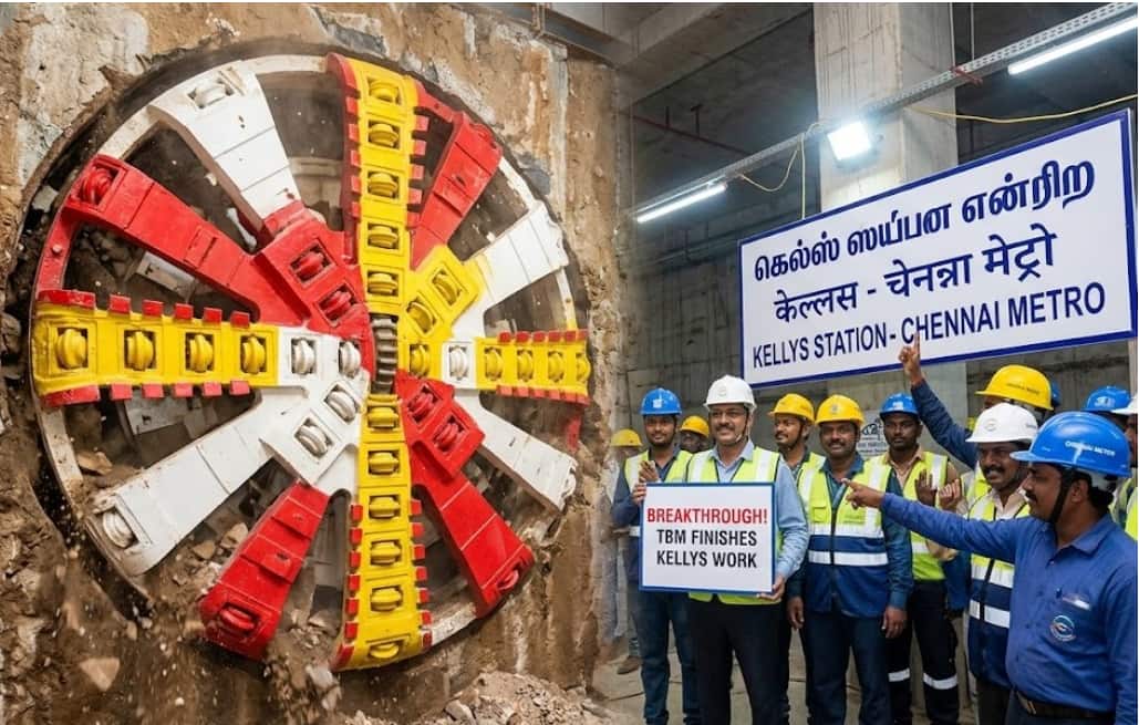 Good News for Chennai: Metro Tunnel Boring Machine Ready to Finish Work at Kellys