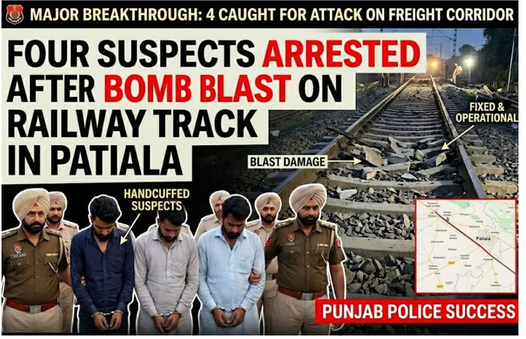 Four Suspects Arrested After Bomb Blast on Railway Track in Patiala